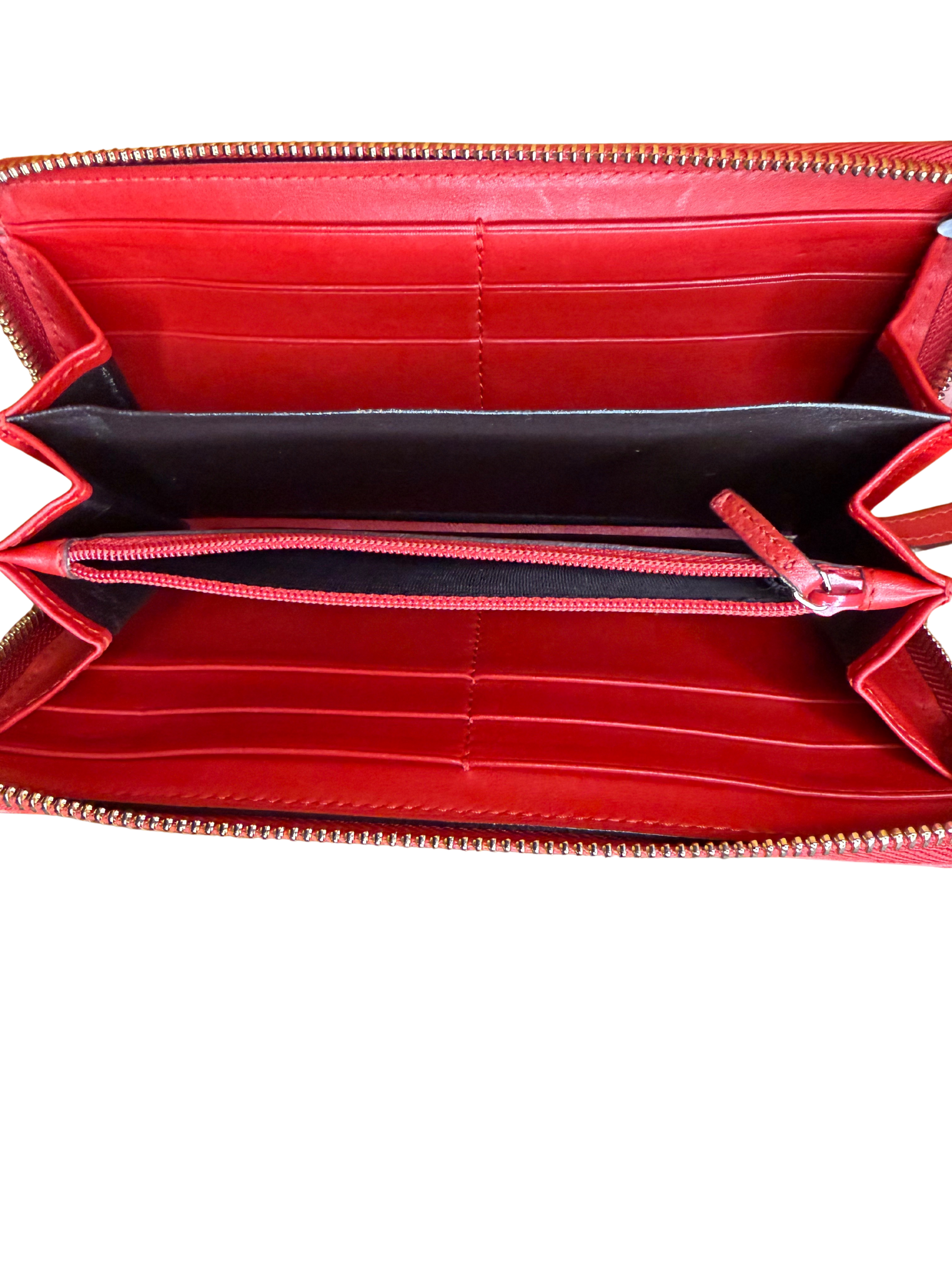 Gucci Micro Sima Heart GG Logo Leather Wallet - Red