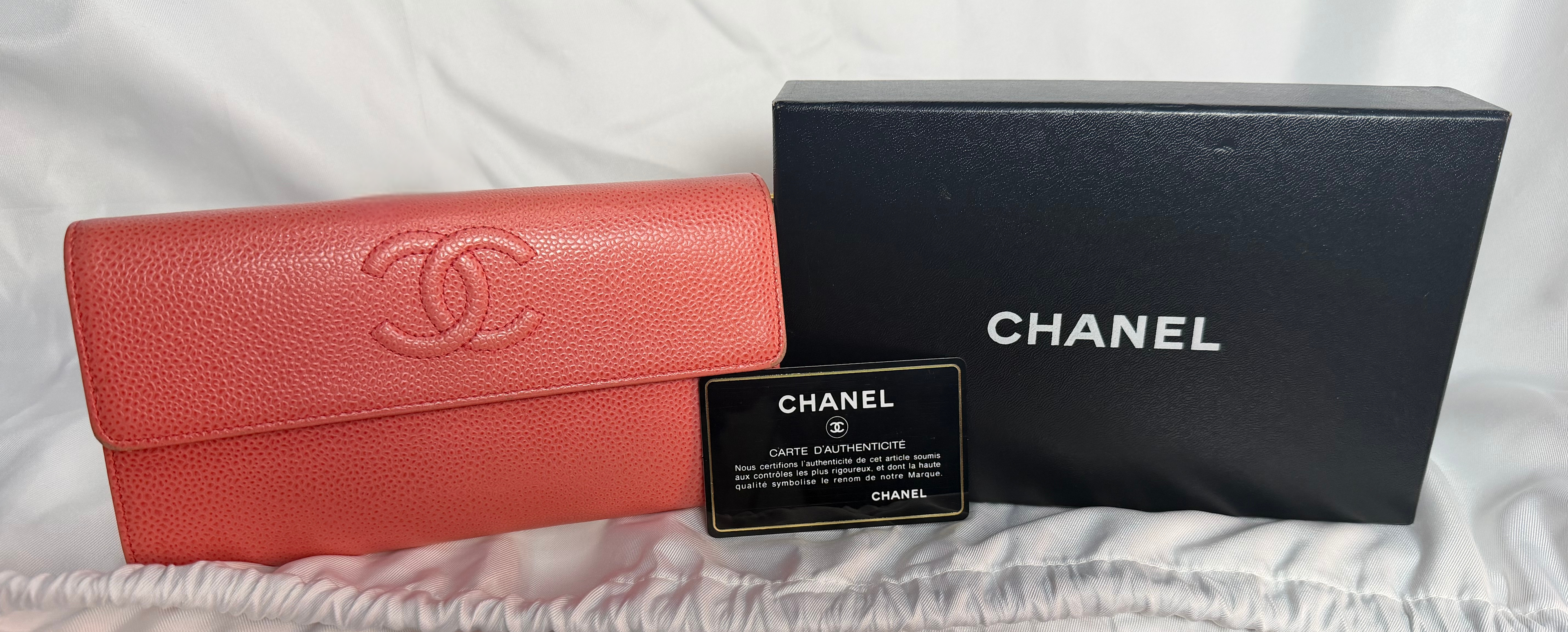 Chanel Coco Mark Bi-Fold Long Wallet – Coral Pink